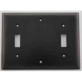 Oil Rubbed Bronze 3 Gang Wall Plate - 1 Toggle Switch 1 Blank 1 Toggle Switch