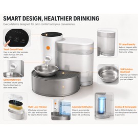 New Stainless Steel Bowl Pet Intelligent Peering Water Dispenser Automatic Purifies The Wireless Drinking Bowl For Cats