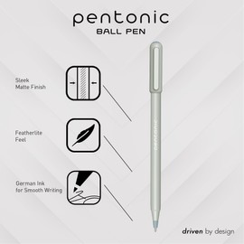 Pentonic Ballpoint Pens, 10 Count, Frosted Pale Gray Barrel with Black Ink, 0.7 mm Fine Point, Smooth Writing For Journaling & Note Taking (PEN13086)