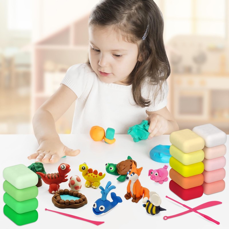 Air Dry Clay 48 Colors，Modeling Clay for Kids, with 3