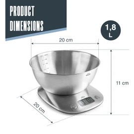 Lacor Digital Scale High Precision Removable Tray Stainless Steel LCD Display Tare Function 1.8L