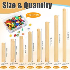 16 Sets Needlepoint Stretcher Bars with 100 Tacks, 8 Sizes 32 PCS Wooden Canvas Splicing Stretcher Bars for Needlework Embroidery Stitch Frame Set