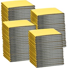 Macarrie 100 Pack Emergency Thermal Blankets Silver Foil Survival Blanket Space Blanket Survival Kit for Outdoors, Camping, Hiking, Homeless, Survival or First Aid (Gold)