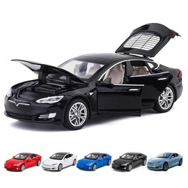 1/32 Scale Diecast Car Model S, Alloy Diecast Toy Cars Pull Back Toys with Sound & Light, Vehicles Toys for Kids Gift Car Lovers Collection (1/32 Model S -Black)