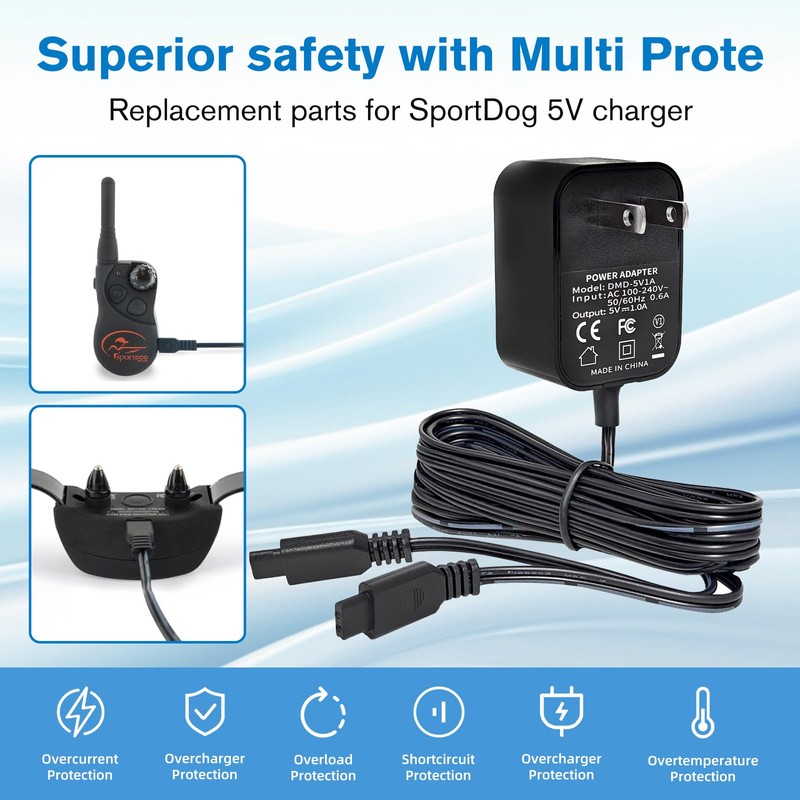 Fesasn 5V Charger for SportDOG Dog Remote Trainer, Field Trainer,