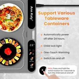 Ann Katy Food Warming Mat for Food XXXL 39"x15" 550W,Portable Electric Warming Tray for Buffets Party Chafing Dishes,Fast Full-Surface Heating Pads with 7 Level Temp 8 Hour Timer&Child Safety Lock
