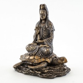 Top Collection Quan Yin Rising from The Sea Statue - Kwan Yin Goddess of Mercy and Compassion Sculpture - 6.5-Inch Guan Yin on Sea Turtle Collectible Buddhist Figurine (Cold Cast Bronze)