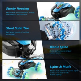 Remote Control Car for Boys: - RC Car Toys Rechargeable Transformers RC Drift Truck with Music Light Gesture Sensing Stunt Truck 360° Rotation Hand Controlled Toy Christmas Birthday Gifts for Kids