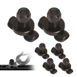 Oldbones L-Track Double Lug Threaded Stud Fitting, L Track Rail Tie Down Anchor for Enclosed Trailers, Cargo Vans, Airline Screw Mount M10X30MM,Not Include L-track Rail (Black, 6pack)