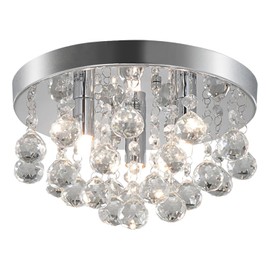 TISLYCO Modern Raindrop Crystal Chandelier, 3 Lights Flush Mount Ceiling Light, Silver Modern Mini Ceiling Light Fixture for Bedroom, Dining Room, Living Room, Hallway, Closet, Bathroom