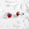 Classic Coral and Silver Small Round Stud Earrings