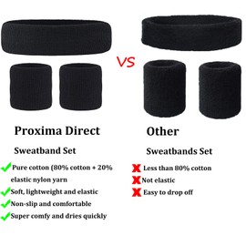 Proxima Direct Sweatbands Set, Including 1 Sports Headband +2 Wrist Sweatbands Sweat Band for Women Men Girls Boys, Super Comfy Sports Sweatband for Gym Workout Yoga Soccer Boxing Tennis (Orange)