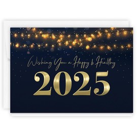 The Gallery Collection, 25 Count Card Pack, New Year's Cards with Foil Lined Envelopes (Illuminated Wishes), For Business or Consumer