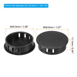 PATIKIL 35mm (1.4") Plastic Hole Plugs, 20Pcs Flush Type Round Hole Plugs Cover Snap in Locking Hole Tube for Table Kitchen Cabinet Furniture, Black