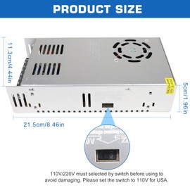 inShareplus 12V 33.3A 400W, DC Universal Regulated Switching Power Supply, 110/220V AC to DC 12 Volt LED Driver, Converter, Transformer for LED Strip Light, CCTV, Computer Project, 3D Printer