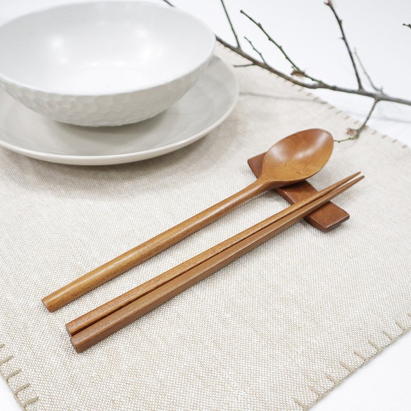 Huhome Lacquered Wooden Spoon Set Spoon Chopsticks Wood Spoon, 45.