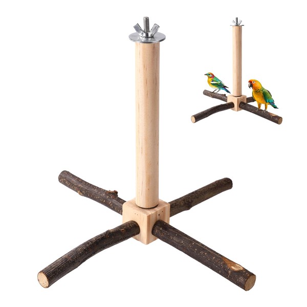 Gosknor Bird Perches for Cages, Wooden Rotating Parrot Perch Stand
