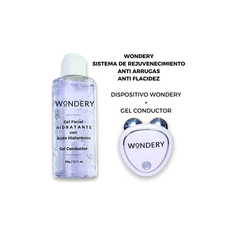 Wondery Dispositivo Rejuvenecedor Facial con Microcorriente + Gel Conductor 60