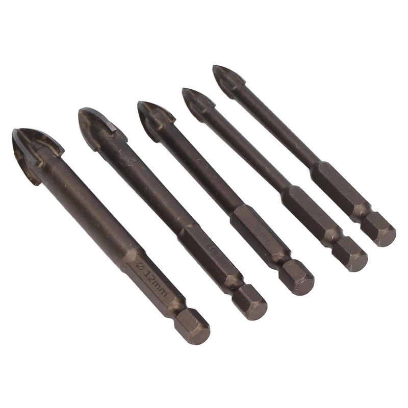 5Pcs Cross Tile Drill Bit Carbide Hex Shank Drills Bits