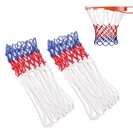 2Pcs Basketball Net, Basketball Net Outdoor, Basketball Net Replacement, Braided Multicolor Basket Ball Net Fits Standard 12 Loop Basketball Hoop for Indoor or Outdoor Gym Equipment