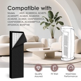 HSIAMEN 4825 Activated Carbon Pre-filters B Compatible with Guardian Air Purifier Models AC4800 Series (AC4825, AC4825e) and Filter B FLT4825, 12-Pack