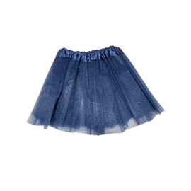 Genérico Tutú de Tul para niña de 3 Capas Blanco con Encaje para Danza, Gimnasia o Disfraces, Escolar Azul Marino