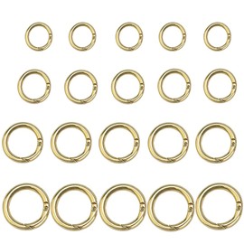 Lushyp Pack of 20 Round Carabiner Hooks, Snap Hooks, Zinc Alloy Carabiner Ring, Round Carabiner, Gold Carabiner Ring, Round Key Ring Rings for Keys and Handbags, Zinc alloy