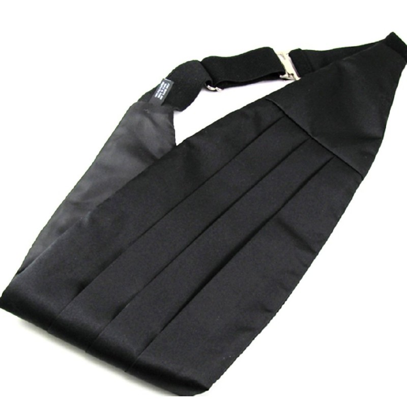 Miaomiao Cummerbund Bow Tie, Square, Set of 3, Black, Gentleman,