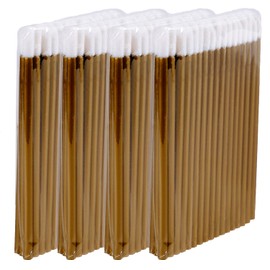 P-Beauty Cosmetic Accessories Microfibre Lip Brush Suitable for Eyelash Extension, Disposable Lip Brush, Cosmetic Lip Brush, Lint-Free Brush, Lipbrush, Gold, 50-500 Pieces (200)