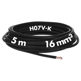 5 m Lapp 4520016 H07V-K 16.0 mm² Black I Wiring Cable I Flexible Flexible PVC Single Core I Stranded 16 mm2 I Wiring