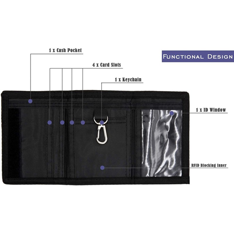RFID Trifold Canvas Outdoor Sports Wallet for Kids- Christmas Gifts