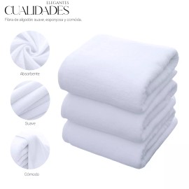 Shendy Vendy Toalla De Baño Grande Completo 100% Algodón Suave Color Blanco Liso
