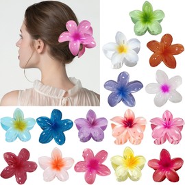 15 Stück Blumen-Haarklammern für Frauen | Große Blüten (8cm) mit Anti-Rutsch-Funktion | Für Dickes/Dünnes Haar | Hawaii-Design in 15 Farben | Stylische Haaraccessoires