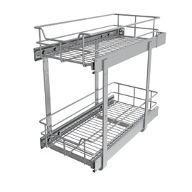 2 Tier Pull Out Cabinet Organizer 11" W X 17" D, Slide Out Drawers for Kitchen Cabinets, Pull Out Drawers for Cabinets Capacity Heavy Duty Caddy, Cabinet Pull Out Shelves Chrome-Plated,Bathroom Pantry