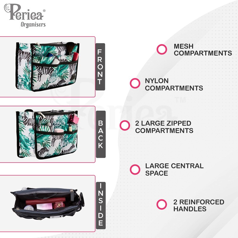 Periea 'Signature' Luxury Purse/Handbag Organizer Insert with Zip - 3