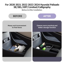 LUWU 2020-2025 Hyundai Palisade Center Console Organizer 2024 Palisade Armrest Storage Armrest Organizer Insert Tray 2025 Palisade Armrest Console Organizer 2024 2025 Hyundai Palisade Accessories