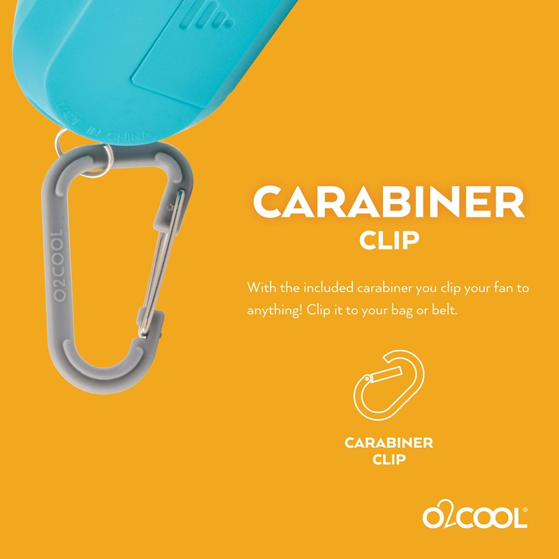 O2COOL Carabiner Sport Misting Fan - Pocket Sized, Portable On-The-Go