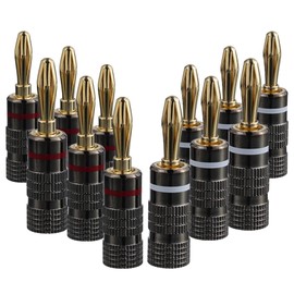 SIGANDG 6 Pairs / 12 Pieces Banana Plugs 4 mm 24K Gold-Plated Speaker Plugs for Speaker Cable, Home Theater, Audio/Video Receiver and Amplifier (Lantern)