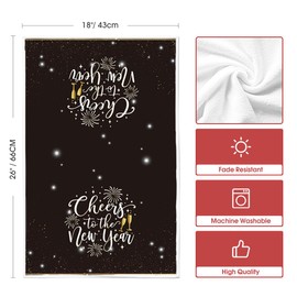 Artoid Mode Champagne Happy New Year Kitchen Towels Dish Towels, 18x26 Inch Farmhouse Cheers Star Fireworks Decoration Hand Towels Set of 4