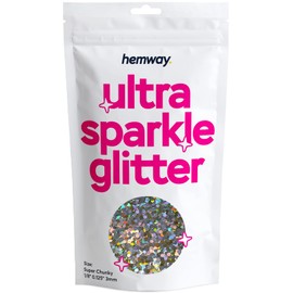 Hemway Premium Ultra Sparkle Glitter, Multipurpose Metallic Flakes for Arts, Crafts, Nails, Cosmetics, Resin, Festivals, Face, Hair - Gold Silver Holographic - Super Chunky (3 mm), 100 g