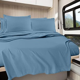 Clara Clark RV Queen Sheets, 6 Piece RV Sheets Set - Hotel Luxury Sheets for RV Bunks, Super Soft Bedding Sheets & Pillowcases, RV Short Queen Sheets, Blue Heaven