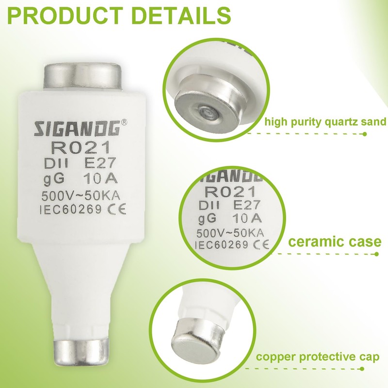 SIGANDG 10A DII E27 R021 Spiral Ceramic Fuses gG Diazed