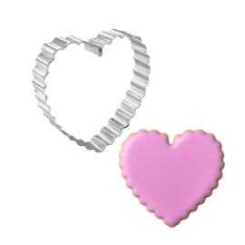 Foose Cookie Cutters Valentine Heart Scalloped Cookie Cutter 4 in, Made in USA (Tin Plate Steel)