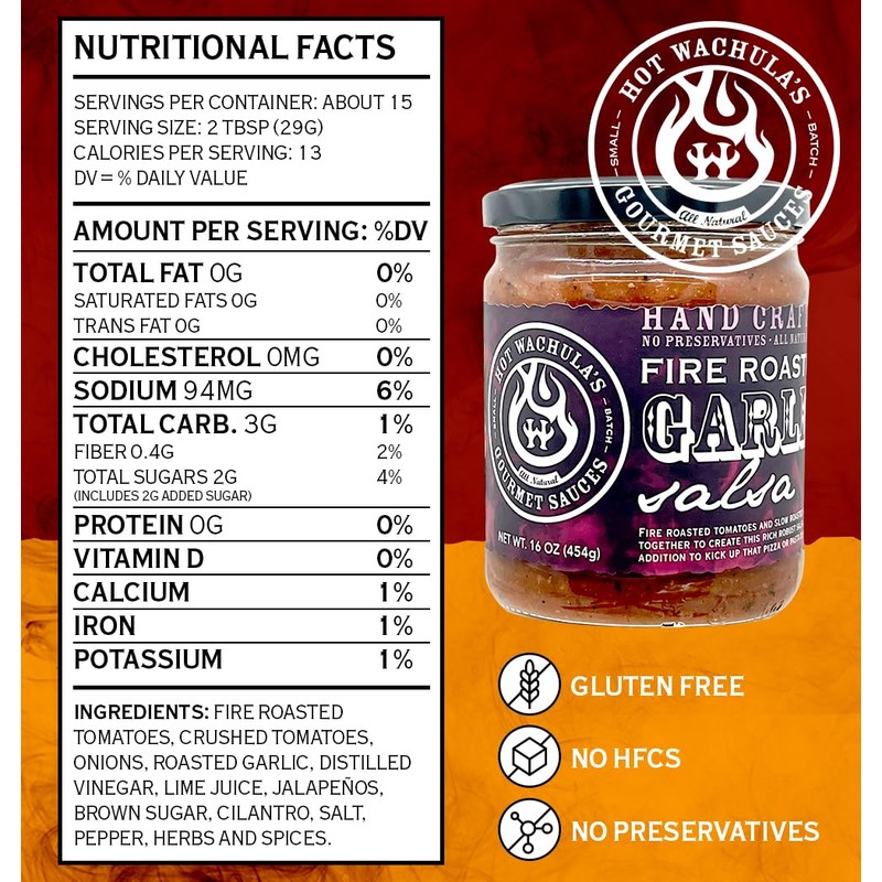 Hot Wachula’s Fire Roasted Garlic Salsa | Medium | Hand