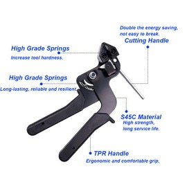 Edelstahl Kabelbinderpistole, Kabelbinderpistole Werkzeug zum Spannen und Schneiden von Kabelbindern, Kabelbinderwerkzeug zum Schneiden von Kabelbindern, Schwarz