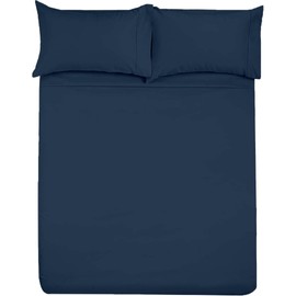 SlumberWell 4 Piece Luxury Soft Microfiber Fitted Bed Sheet Set for Campers, 8 to 12 Inch Deep Pocket, RV Three Quarter 48 x 75 3/4 Full Bunk, Navy Blue