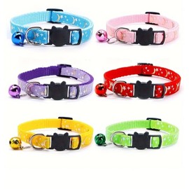 Teccyii Cat Coller Bell Kitten Cat Coller Safty Quick Breakaway Release 9 Diffrent Colours Adjustable With Star And Moon Pattern (Pink)