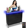 PARTYPONG Folding Portable Bar w/LED Lights, Wireless Remote, 2 Bar