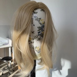 WigsA Costume Wigs Heat Resistant Synthetic Hair Bob Straight Ash Blonde Layered