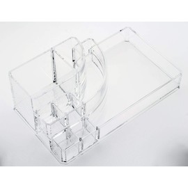 Josalinas - Cajas de almacenamiento para cosméticos y joyas, 8 ranuras para organizar brochas de cosméticos, pintalabios, joyas, accesorios para el pelo, mostrador de baño o tocador